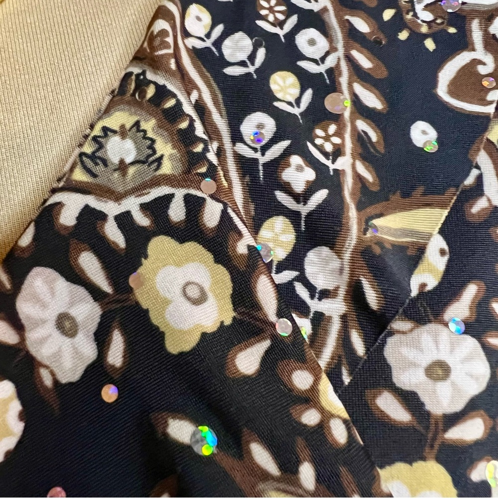 Brittany Black Vintage Y2K Boho Paisley Sequin Ruffle Blouse Size Large - Picture 4 of 8